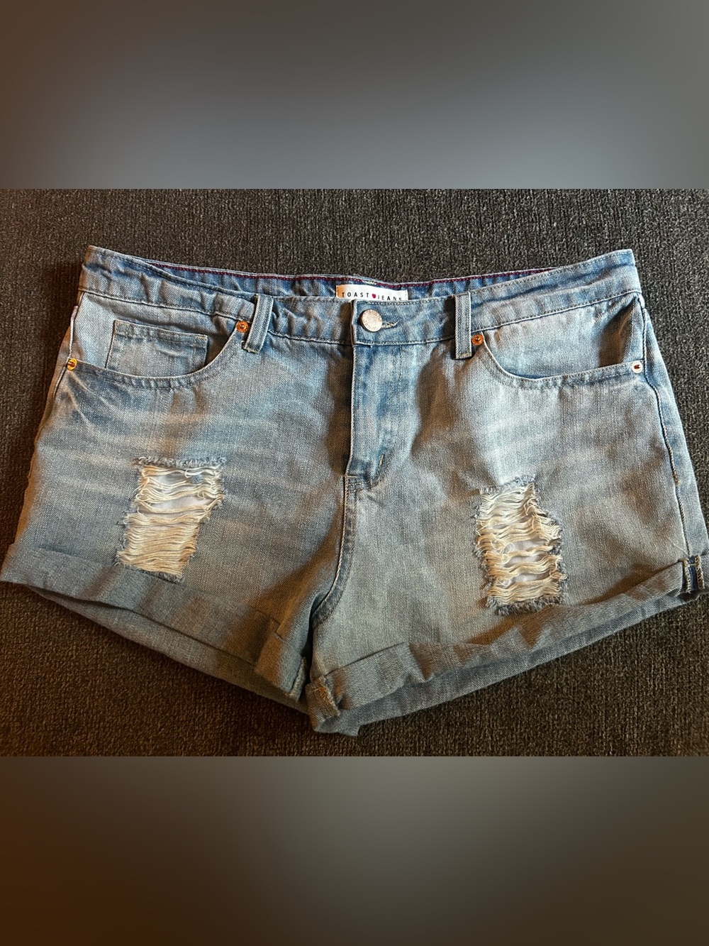 Light Blue Distressed Denim Shorts